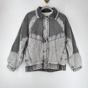 Vintage Rainbow West Gray Denim and Corduroy Zip Up Jacket Men’s Size Medium